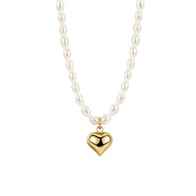 Jeulia "Ethereal Beauty" Heart Pendant White Pearl Necklace