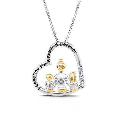 Jeulia "Eternal Love" Personalized Heart Engraved Necklace Sterling Silver