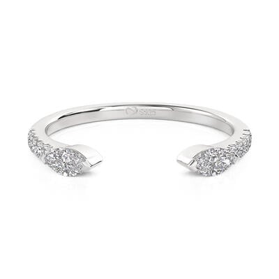 Jeulia Simple Open Stackable Women Wedding Ring with Pave Set Band