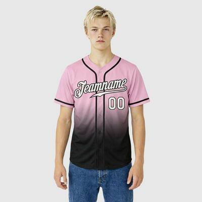 Custom Light Pink Green Fade Fashion Baseball Jersey – Personalized Name, Number, Logo & Bulk Orders