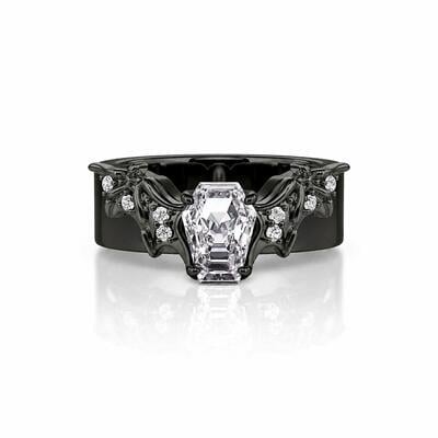 Jeulia Gothic Black Bat Coffin Cut Ring for Men