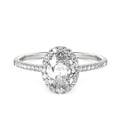 Jeulia Oval Cut Halo Sterling Silver Engagement Ring