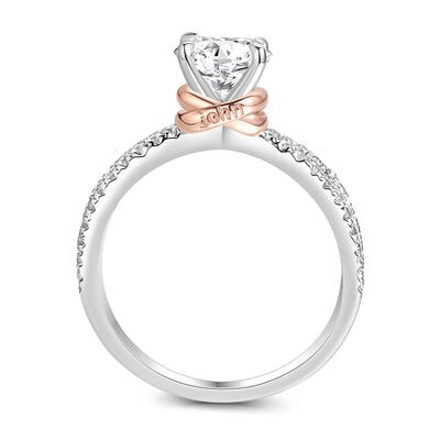 Jeulia X Cross Round Cut Custom Engagement Ring Sterling Silver