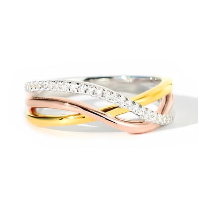 Jeulia Tricolor Twist Women's Wedding Band Sterling Silver