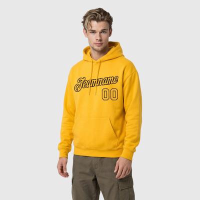 Comfortable Custom Stitched Gold Sports Pullover Hoodie Cozy Material Suitable for Sports Personalized Team Name & Number