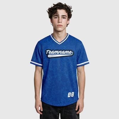 Custom Yokohama Inspired Blue Baseball Jersey – Personalized Name & Number