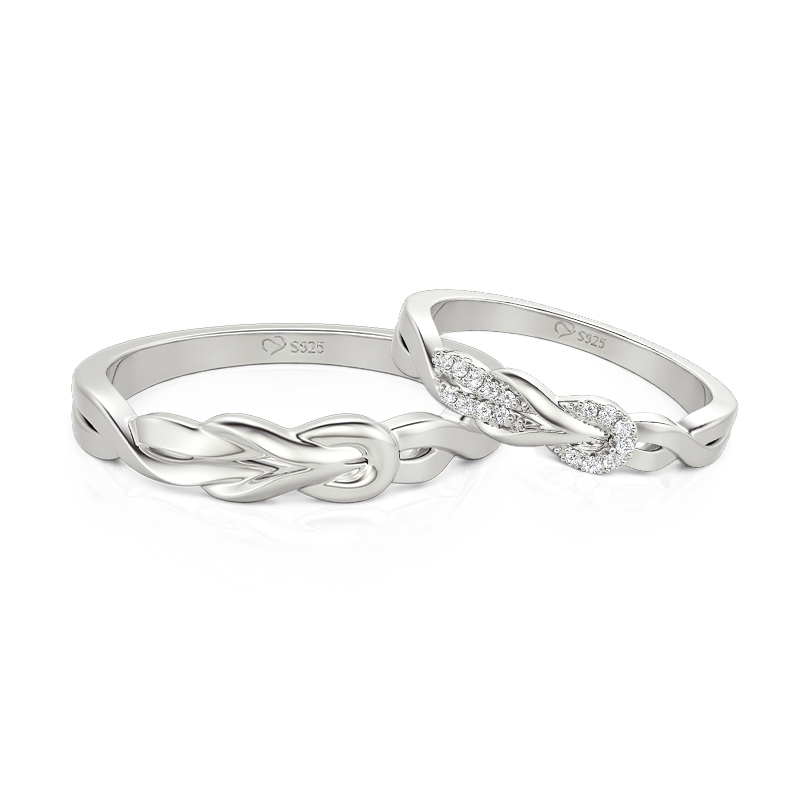 Jeulia Classic Hercules Knot Twist Couple Ring Set