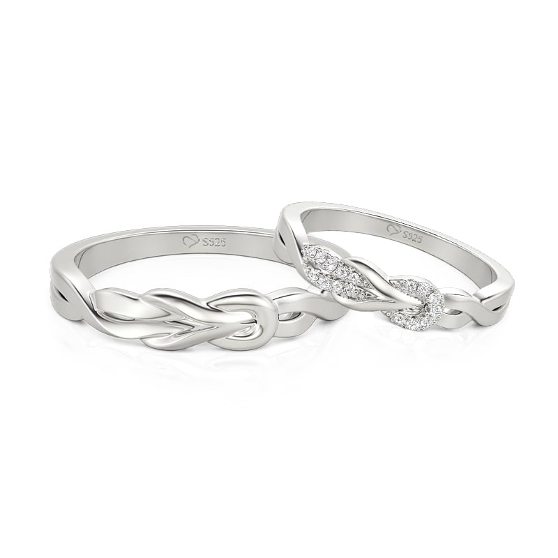 Jeulia Classic Hercules Knot Twist Couple Ring Set