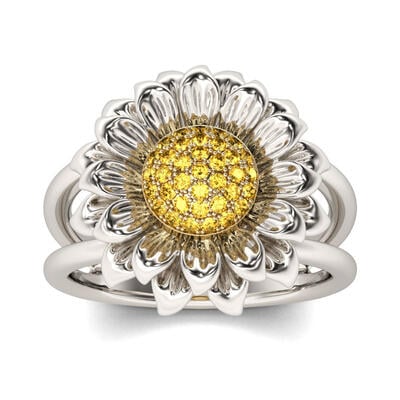 Jeulia Sunflower Sterling Silver Ring