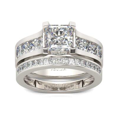 Jeulia Classic Princess Cut Sterling Silver Ring Set