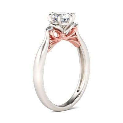 Jeulia Two Tone Bowknot Round Cut Sterling Silver Ring