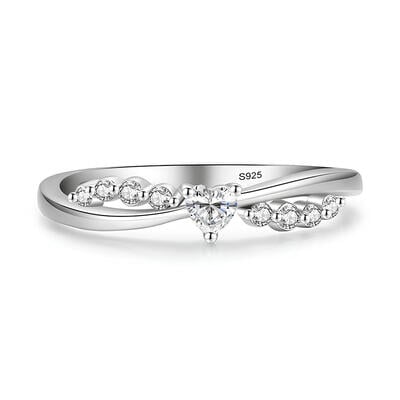 Jeulia Twist Cherished Heart Engagement Ring Sterling Silver
