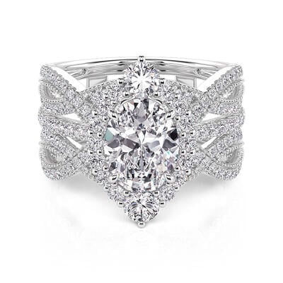 Jeulia Vintage Halo Interchangeable Bridal Ring Set with Twist Band Sterling Silver