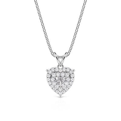 Jeulia Double Halo Heart Necklace Sterling Silver