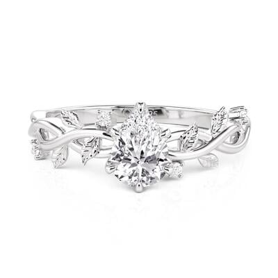 Jeulia Pear Cut Engagement Ring with Vine Leaf Band