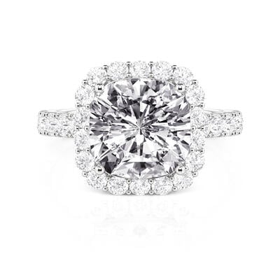 Jeulia Halo Cushion Cut Engagement Ring Sterling Silver