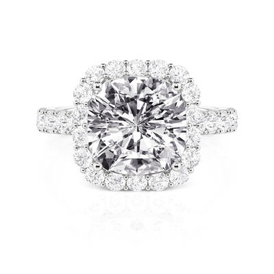 Jeulia Halo Cushion Cut Engagement Ring Sterling Silver