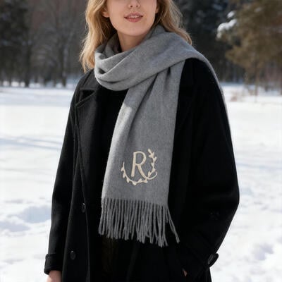 Personalized Scarf Embroidered Letters Luxury Scarf Unisex Scarf for ...