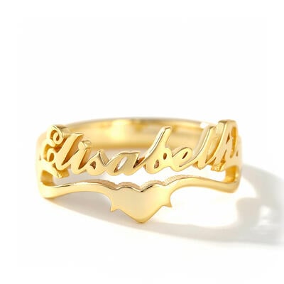 Jeulia "Keep Love in Your Heart" Personalized Sterling Silver Name Ring