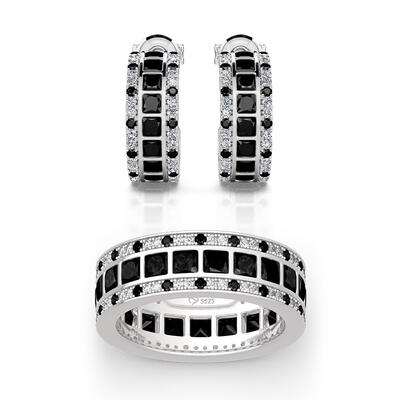 Jeulia "Love Movie" Princess Cut Sterling Silver Jewelry Set