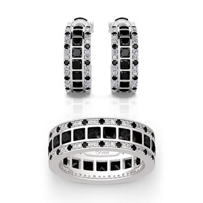 Jeulia "Love Movie" Princess Cut Sterling Silver Jewelry Set