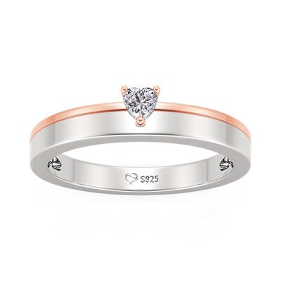 Jeulia Two Tone Heart Women's Wedding Band Sterling Silver