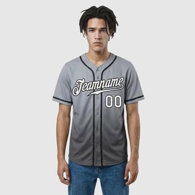 Custom Gray Fade Fashion Baseball Jersey – Personalized Name, Number, Logo & Bulk Orders
