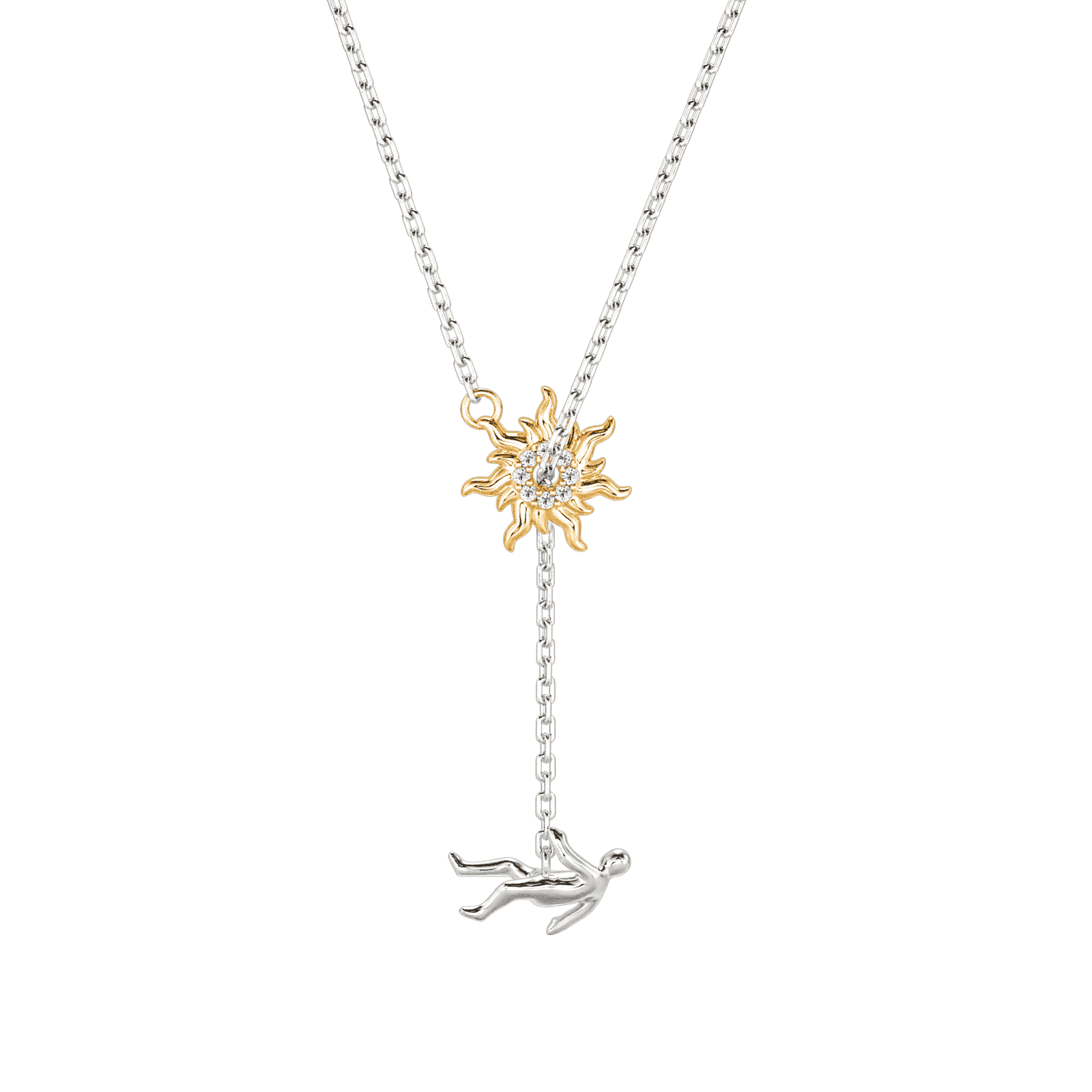 Jeulia Icarus Myth Adjustable Pave Halo Sun Lariat Necklace