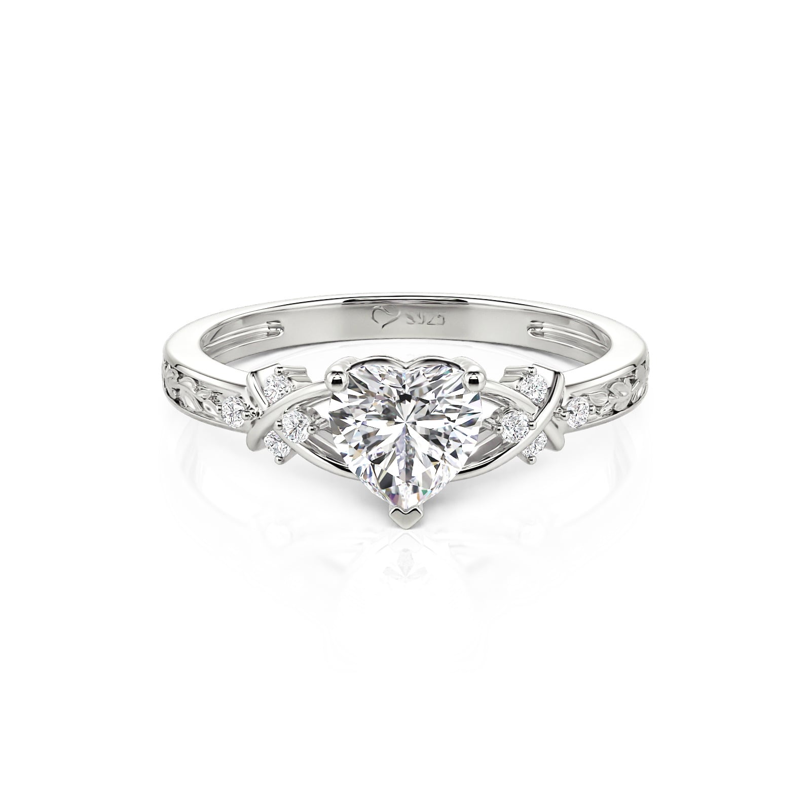 Jeulia Vintage Leaf Engraved Infinity Heart Promise Ring