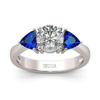 Jeulia Three Stone Round Cut Sterling Silver  Ring