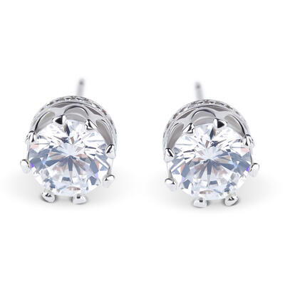 Jeulia Classic Crown Sterling Silver Stud Earrings