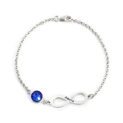 Jeulia Infinity Sterling Silver Bracelet With Birthstone