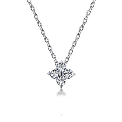 Jeulia Four Leaf Clover Design Sterling Silver Necklace