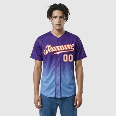 Custom Purple Fade Fashion Baseball Jersey – Personalized Name, Number, Logo & Bulk Orders