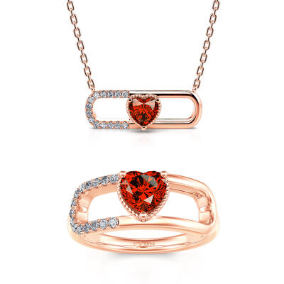 Jeulia "Heartbeat" Heart Cut Sterling Silver Jewelry Set