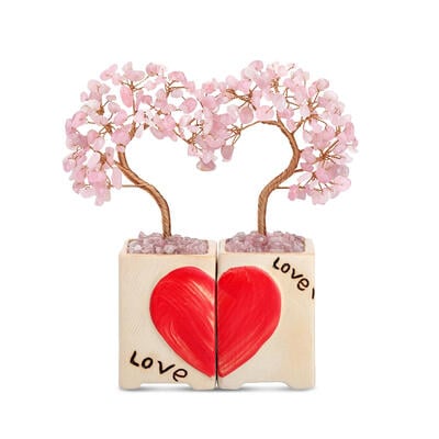 Jeulia "Loving Vibes" Heart-Shaped Natural Rose Quartz Feng Shui Tree