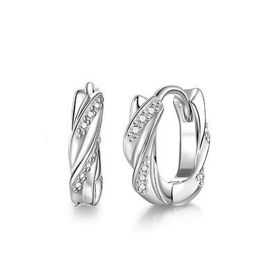 Jeulia Möbius Premium Massiv Reif Ohrringe aus Sterling Silber
