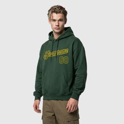 Soft Custom Stitched Green Sports Pullover Hoodie Comfortable Fabric Custom Team Name & Unique Number