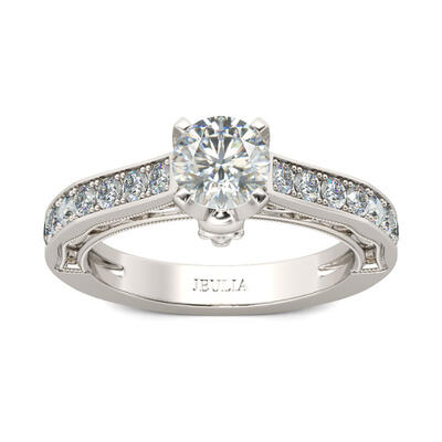 Jeulia Milgrain Round Cut Sterling Silver Skull Ring