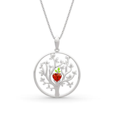 Jeulia "Tree of Life" Heart Cut Sterling Silver Necklace
