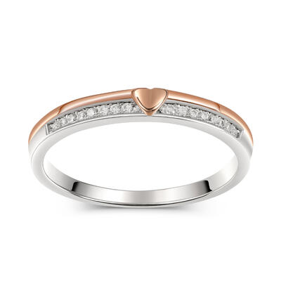 Jeulia Two Tone Heart Sterling Silver Woman's Band