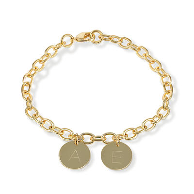 Jeulia Initial Disc Personalized Sterling Silver Bracelet