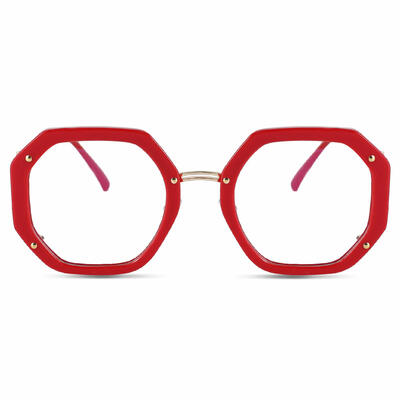 Megre Lunettes Géométriques Rouges