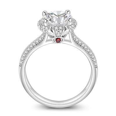 Jeulia Anillo de Compromiso Halo Vintage con Corona de Reina en Plata Esterlina