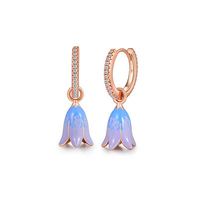 Jeulia Bluebell Rose Gold Drop Earrings Sterling Silver