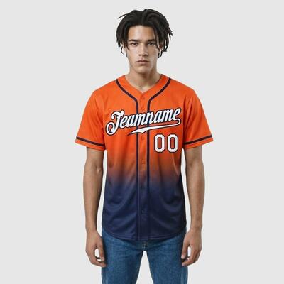 Custom Orange Fade Fashion Baseball Jersey – Personalized Name, Number, Logo & Bulk Orders