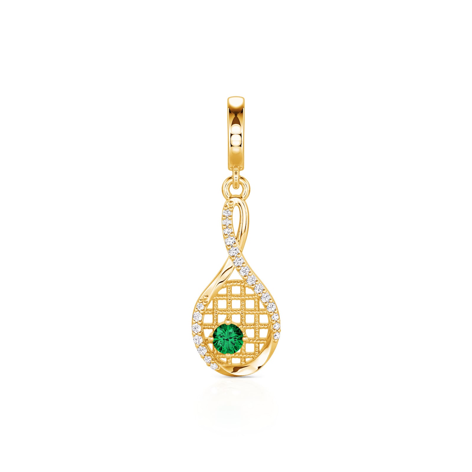 Jeulia Move My Way Custom Birthstone Tennis Racket Charm 18k Gold Plated