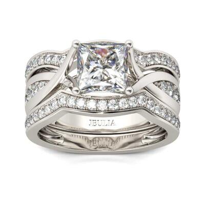 Jeulia Terno De Anillos Torcidos De Talla Princesa En Plata De Ley