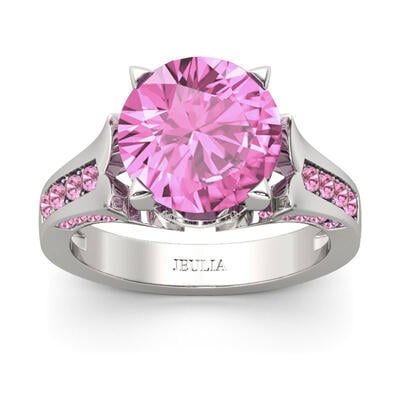 Jeulia Flower Round Cut Sterling Silver Ring