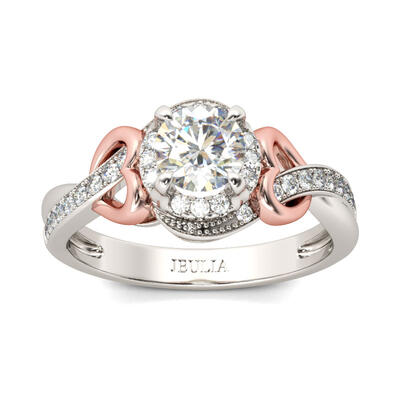 Jeulia Two Tone Heart Design Round Cut Sterling Silver Ring